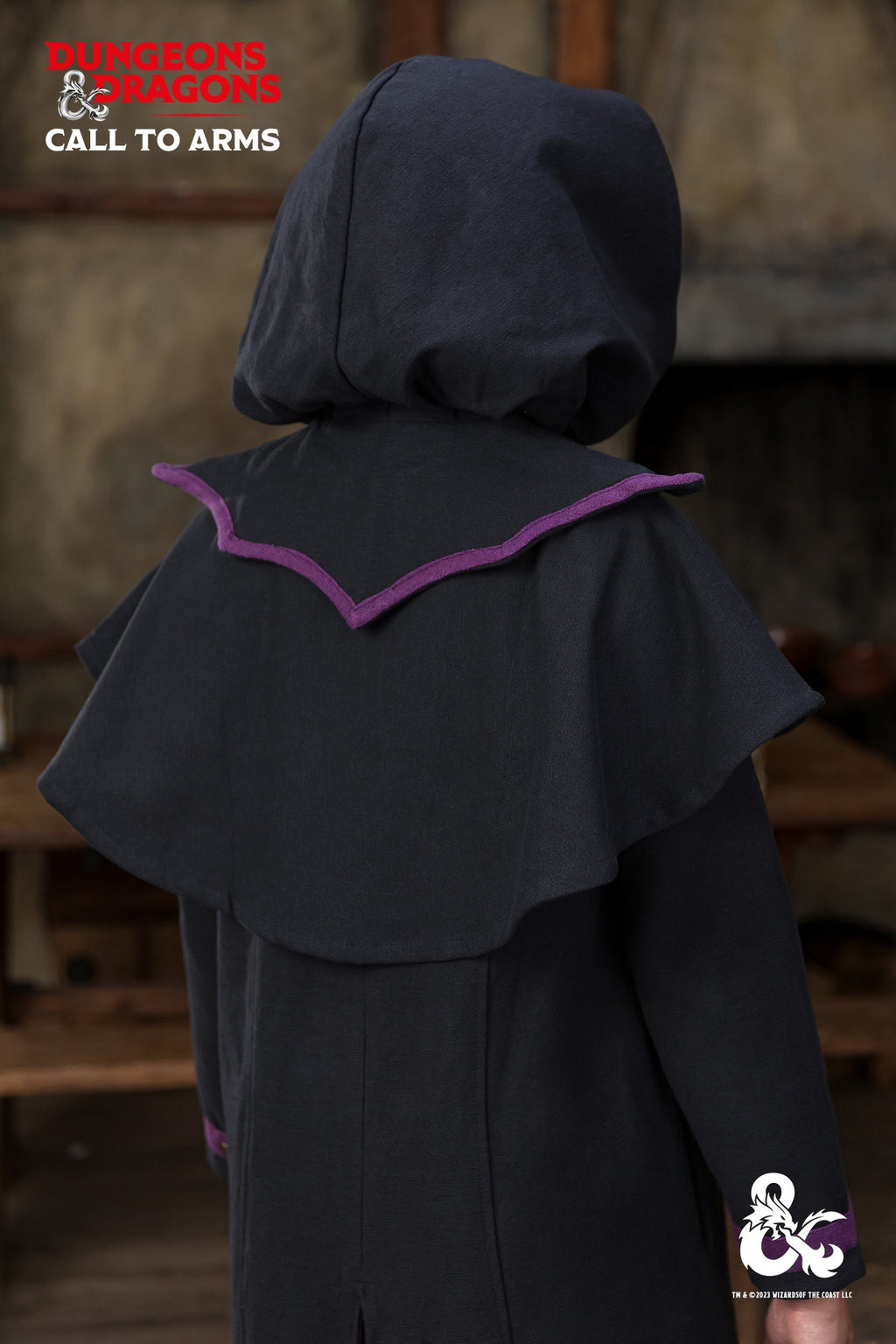Capucha de brujo de Dungeons & Dragons negro/morado