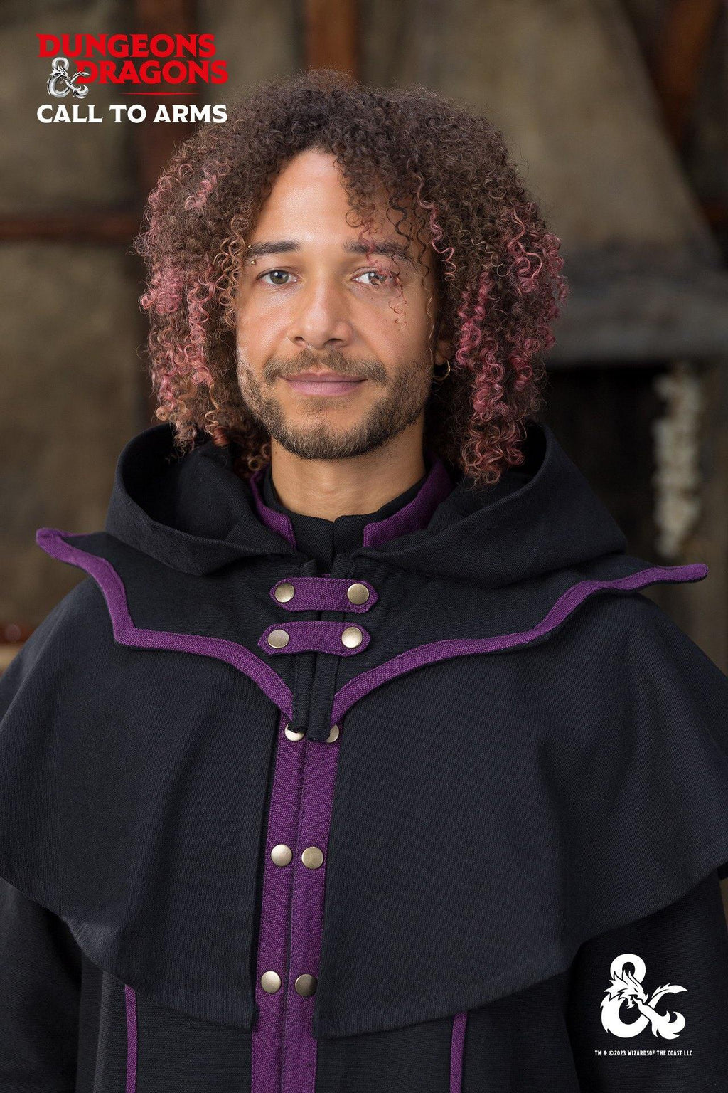 Capucha de brujo de Dungeons & Dragons negro/morado