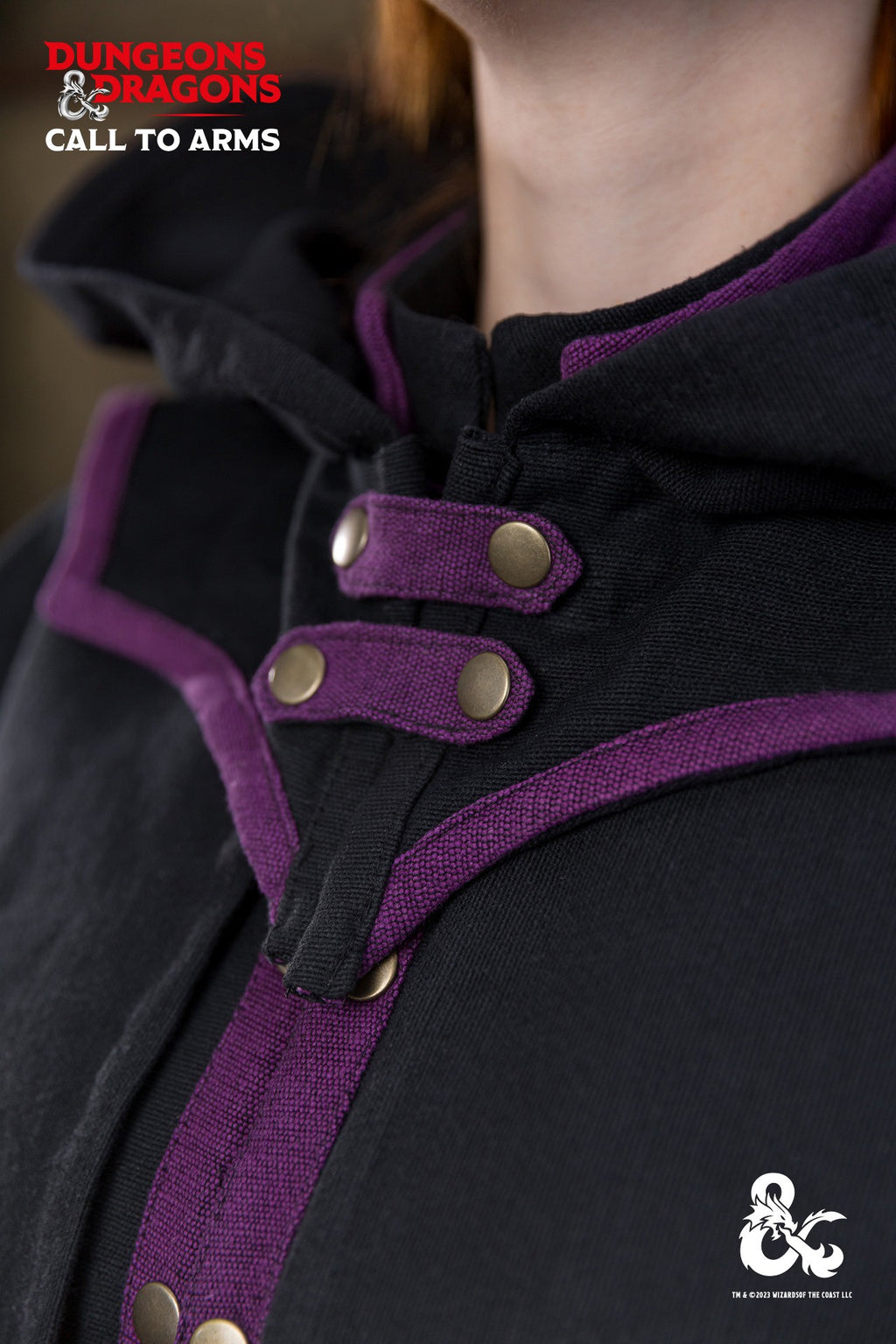 Capucha de brujo de Dungeons & Dragons negro/morado
