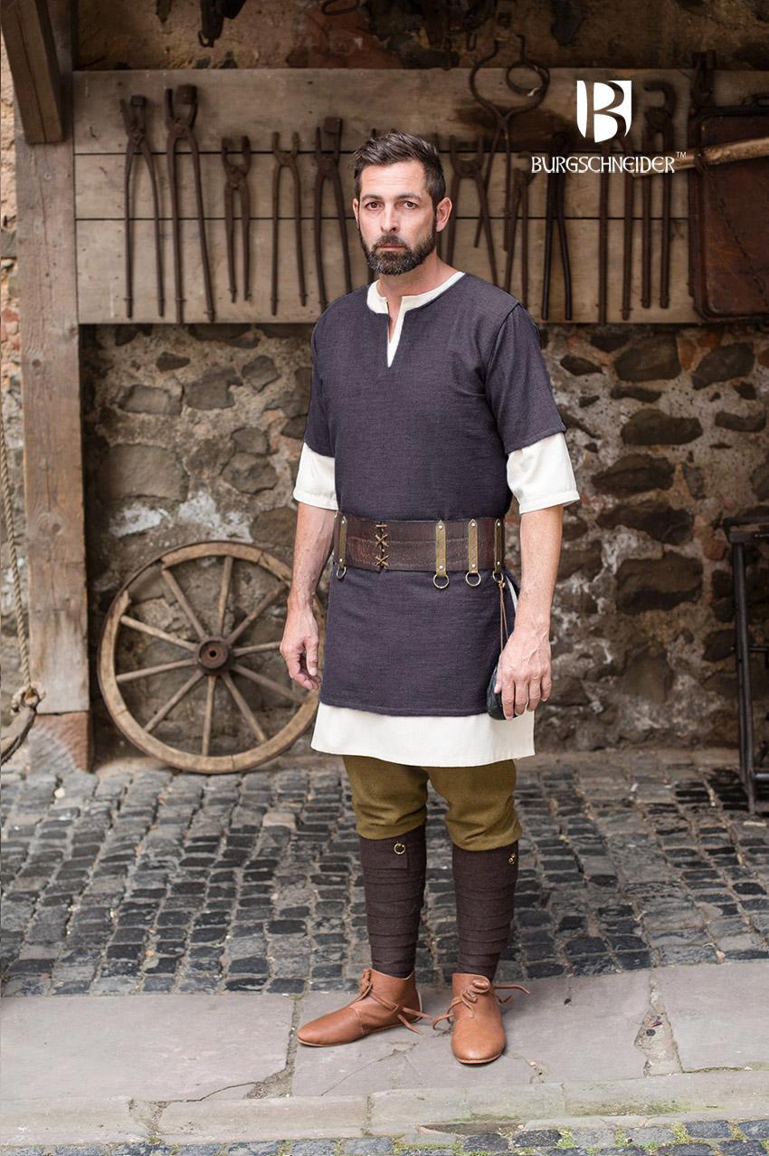 Mittelalter Tunika kurzarm „Aegir“ - Grau