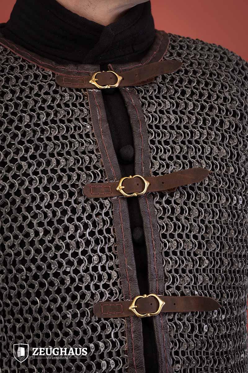 Kettenhemd Hauberk mit Frontschnallen Rundring vernietet 10mm Aluminium