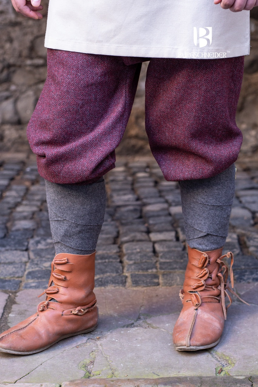 Rus Pants Ivar Herringbone Borgoña/Gris