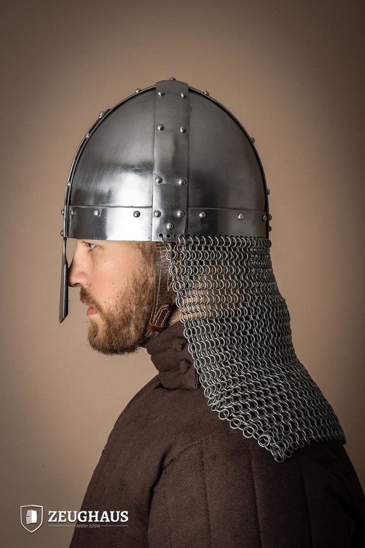 Casco nasal Spangenhelmet con Aventail de 1,6 mm pulido